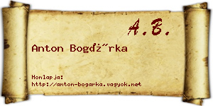 Anton Bogárka névjegykártya